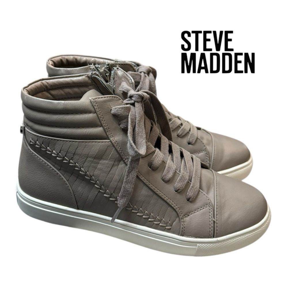 Steve Madden Enrique Women's Taupe Hi-Top Lace Sneakers 8.5